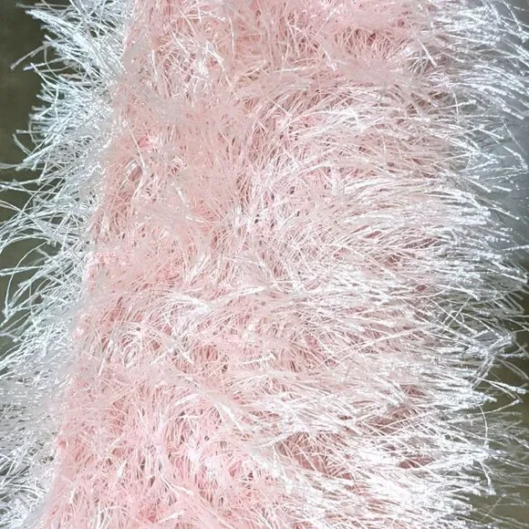 NWOT Handmade Pale Pink Eyelash Knitted Oblong Scarf - Picture 4 of 10